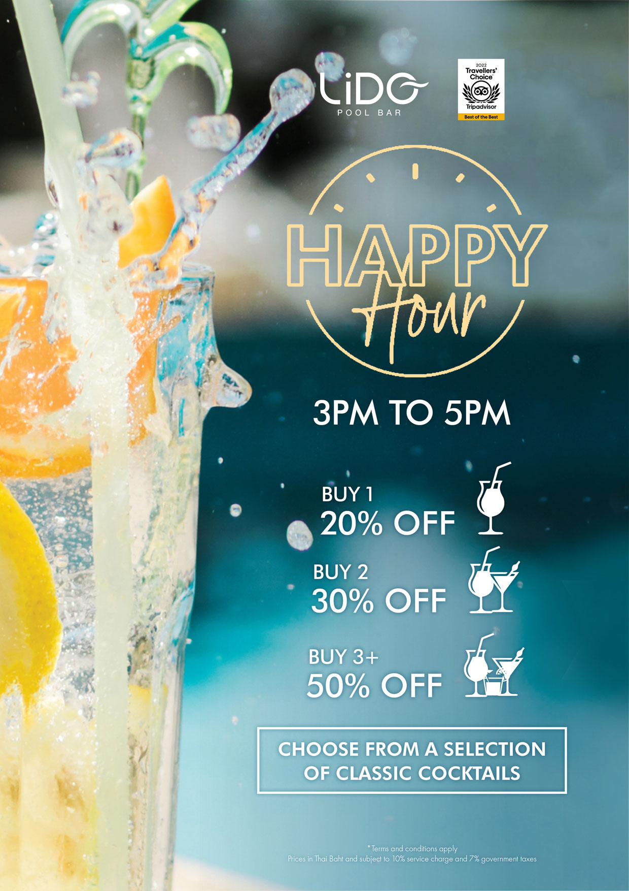 Happy Hour Promotion at Lido Pool Bar in Phuket